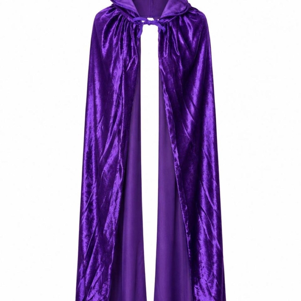 New Long Purple Velvet Hooded Cape Cloak Witchy Gothic Halloween Costume